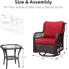 3-Piece Outdoor Swivel Rocking Chair Set with Thick Cushion & Side Table, Durable Rattan Wicker Patio Furniture for Garden, Balcony, Porch red - 2 of 4