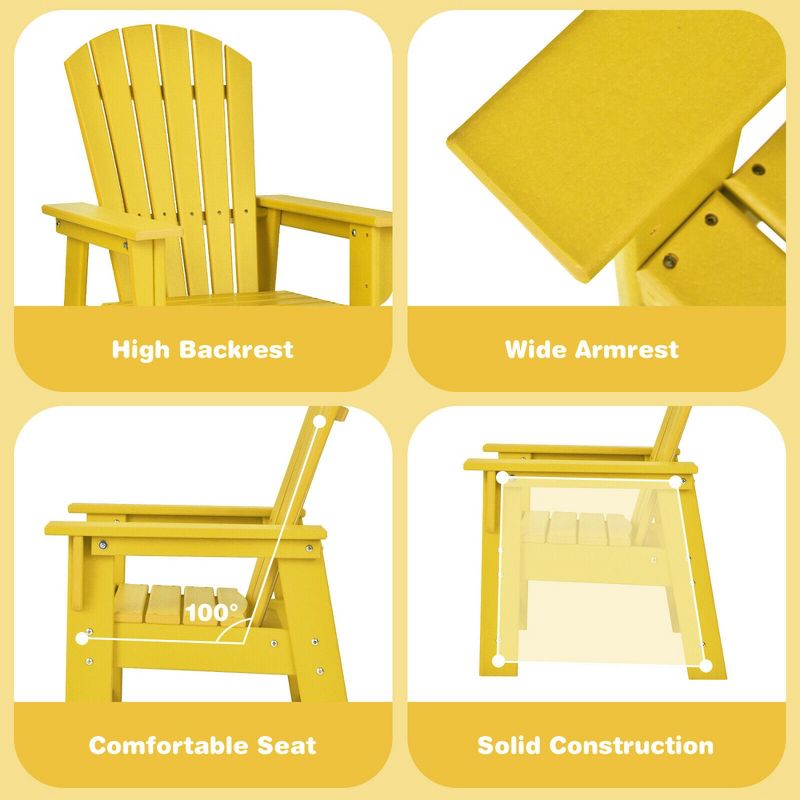 Costway Set of 2 Kids Patio Adirondack Chair Armchair Weather Resistance Outdoor Chair, 4 of 6