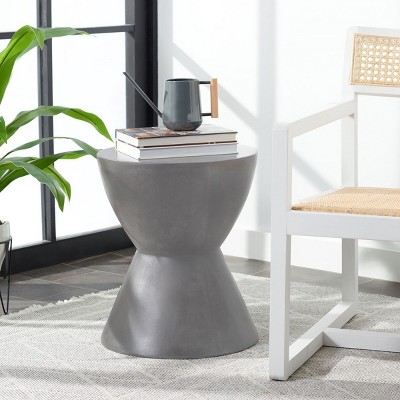 Athena Transitional Concrete Round Accent Table - Grays/Brown