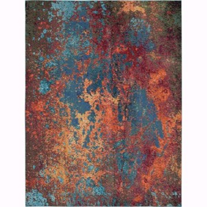 Blue and Orange Abstract Power Loom Area Rug - 1 of 4