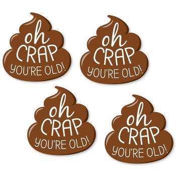 Big Dot of Happiness Oh Crap, You're Old - DIY Shaped Poop Birthday Party Cut-Outs - 24 Count
