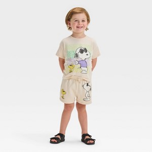 Toddler Boys' Snoopy Top and Bottom Set - Beige - 1 of 4