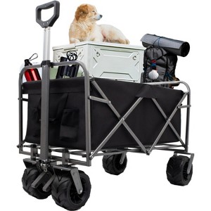 RISOKEYS Heavy Duty Collapsible Folding Wagon Cart with All-Terrain Wheels & Foot Brake,200Lbs Capacity Garden Utility Wagon for Beach,Camping - 1 of 4