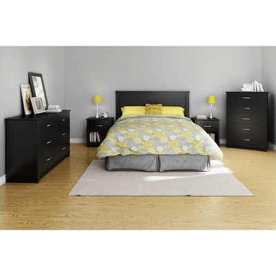 South Shore Fusion 5 Drawer Chest Pure Black: Tall Storage, Metal Slides, Laminate Surface
