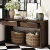 Rustic Wooden Entryway Console Table with Chevron Pattern, 2 Storage Drawers & Open Shelf, Elegant Sofa Table for Hallway & Living Room - 3 of 4