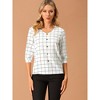 INSPIRE CHIC Women's V Neck 3/4 Sleeves Ligthweight Check Plaid Blouses - 2 of 4