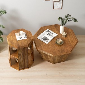 31.5" & 17.17" Rubberwood Octagonal Set - 1 of 4