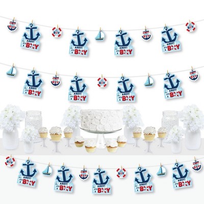 Big Dot of Happiness Ahoy It's a Boy - Nautical Baby Shower DIY Decorations - Clothespin Garland Banner - 44 Pieces