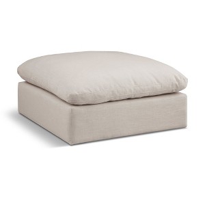 Meridian Furniture,Comfy Linen Textured Fabric Modular Ottoman - 1 of 4