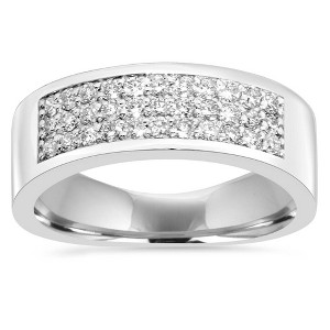 Pompeii3 1/2Ct Round Diamond Pave Wedding Anniversary Ring 10K White Gold Lab Created - 1 of 4