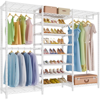 VIPEK S3 Heavy Duty Garment Rack Free Standing Clothes Rack Closet Storage Organizer Large Wardrobe with 6-Tier Shoe Rack