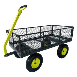 Yard Tuff 2-in-1 Jumbo Gardening Utility and Yard Wagon Cart with 1000 lb. Capacity, Heavy Duty Steel Mesh Deck, and Welded Steel Rims, Grey - 1 of 4