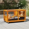 SEVOBAL Pet Crates and Houses 2 Tier Wooden Rabbit Hutch Wheels Locking Door Removable Tray for Outdoor Patio Garden, Orange, 35.43"*19.7"*21.65" - 2 of 4