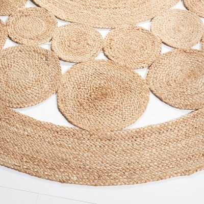 Hand-Knotted Natural Jute 3' Round Non-Slip Area Rug
