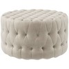 NicBex Round Button Tufted Ottoman Upholstery Footrest with Velvet-feel, Beige - 2 of 4