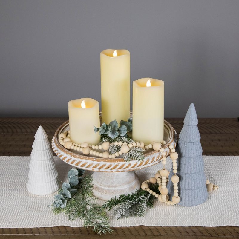 Northlight Set of 3 Solid Cream LED Flickering Flameless Wax Pillar Candles 8", 2 of 7