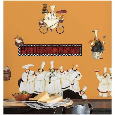 Cheerful Chef Cartoon Vinyl Wall Decals, 17 Pieces