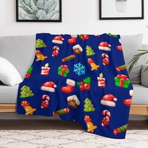 Christmas Holidays Festive Pattern Christmas Throw Blanket Soft Fleece Christmas Blanket Cozy Flannel Throw for Couch Bed 60x80 inches - 1 of 1