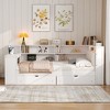 ModernLuxe Full Size Platform Bed Frame, Wood Daybed with Storage Shelves, Drawers, Charging Station, LED, and Upholstered Headboard - 3 of 4