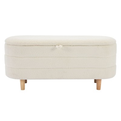 NicBex Modern 42.1" Storage Bench Oval Accent Stool with Wood Frame for Bedroom and Living Room