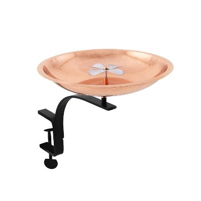 12.5" Wide Dogwood Garden Birdbath with Rail Mount Bracket Copper Plated and Colored Patina Finish - Achla Design