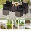 Tangkula 2PCS Rattan Ottomans Seat Side Table Storage Box Footstool w/ Black Cushion Patio - 4 of 4