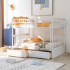 Okak Full Over Full Solid Wood Bunk Bed Loft Bunk Bed with 2 Drawers Ladder & Safety Guardrail for Teens Adults, Convertible into 2 Beds, White - 3 of 4
