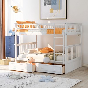 NicBex Full Size Bunk Bed Convertible Design Bed Frame with 2 Drawers, Guardrails and Ladder, No Spring Box Required - 1 of 4