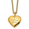 Chisel Stainless Steel Yellow IP-plated I LOVE YOU Heart Locket on a 24" Curb Chain Necklace - 2 of 3