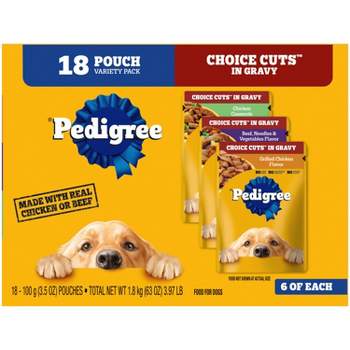 Pedigree Pouch Choice Cuts In Gravy Wet Dog Food - 3.5oz/18ct
