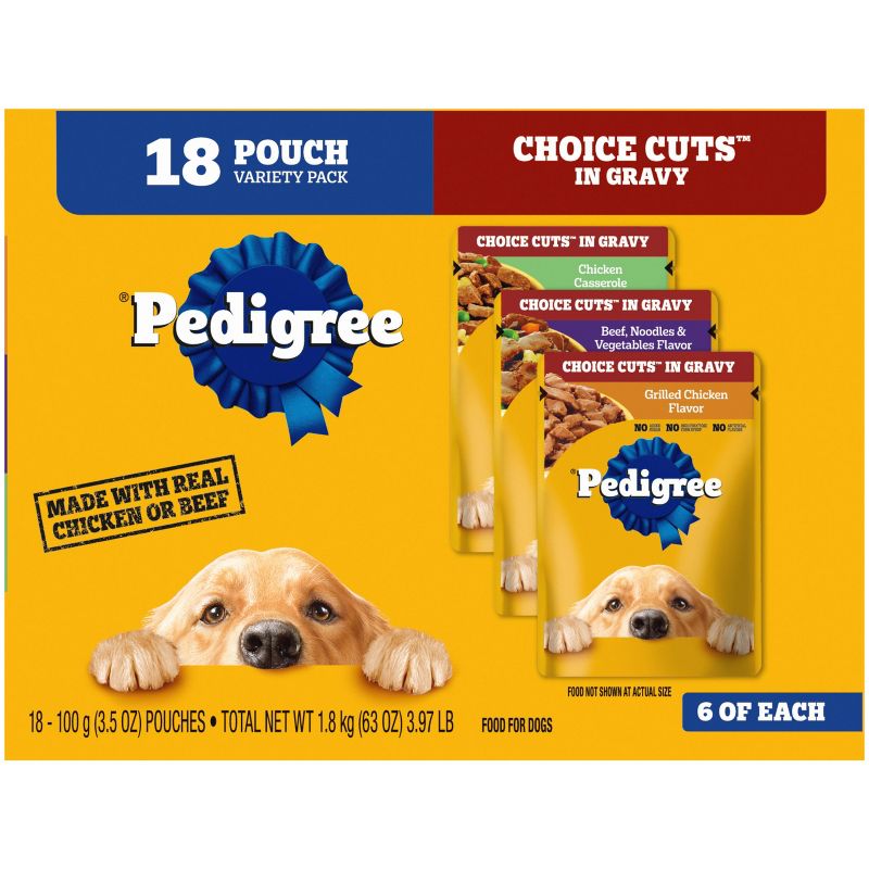 Pedigree Pouch Choice Cuts In Gravy Wet Dog Food - 3.5oz/18ct
, 1 of 14