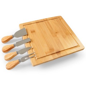 MOVSSOU 10" Cheese Board Set with Knife Charcuterie Boards Set - 1 of 4