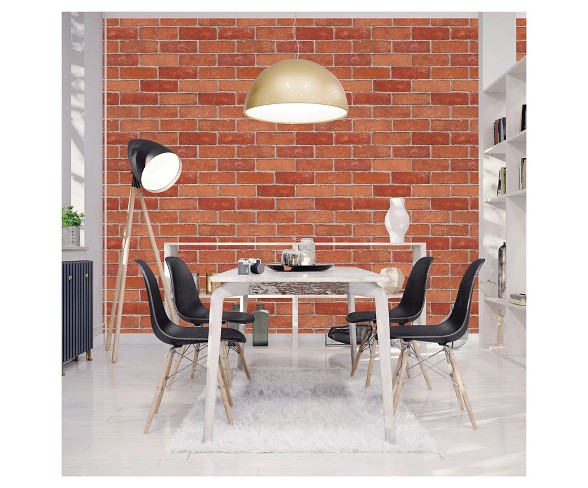 Devine Color Textured Red Brick Peel & Stick Wallpaper