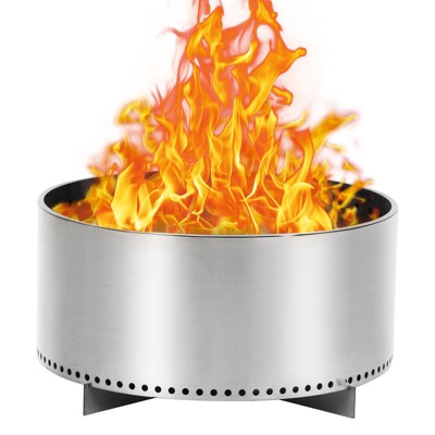 27 Inch Smokeless Fire Pit with Air Switch, Wood Burning Portable Stainless Steel Outdoor Firepit with Fixed Stand & Stove Hook