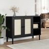 CLIHOME Rattan Look Sideboard, Solid Pine, Bedside Table With Storage, Bedside Table Sideboard for Bedrooms - 2 of 4