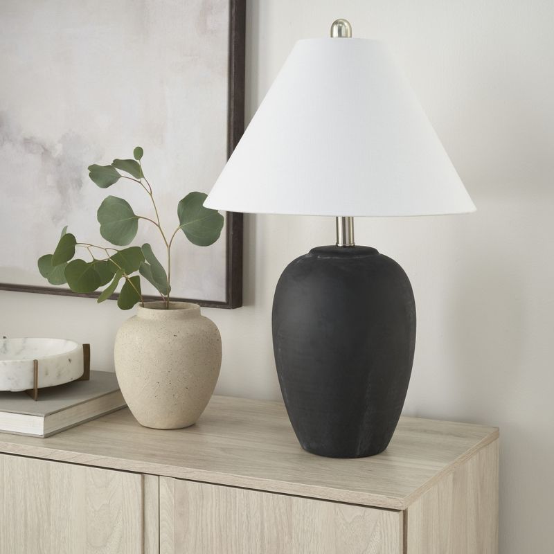23" Unglazed Ceramic Jar Table Lamp - Nourison, 3 of 8
