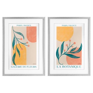 Stupell Industries Botanicals over Geometrics 2pc Framed Print Under Glass Set - 1 of 4