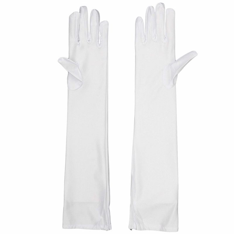 Skeleteen Womens Satin Opera Gloves Costume Accessory - White, 1 of 7