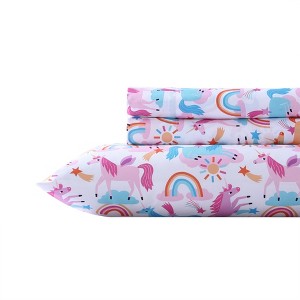 Poppy & Fritz Unicorn Ultra Soft Microfiber- 3 Piece- Sheet Set  Pink- Twin - 1 of 4