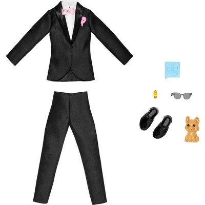 Barbie Ken Fashion Pack, Bridal Set with Groom Outfit for Ken Doll, Includes Tuxedo & Shoes, Puppy & 3 Accessories