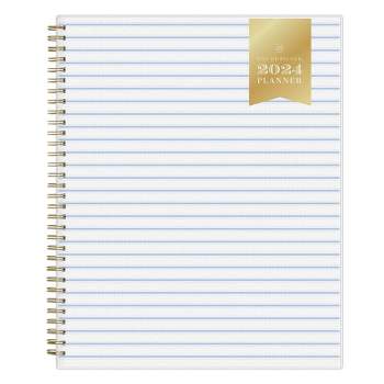 Day Designer 2024 Planner 8.5"x11" Weekly/Monthly Frosted Cover Ticking Stripe Blue