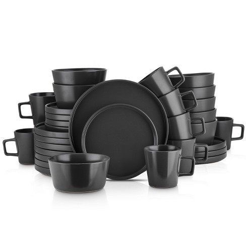 Stone Lain Celina 32-piece Stoneware Dinnerware Set, Service For 8, Black :  Target