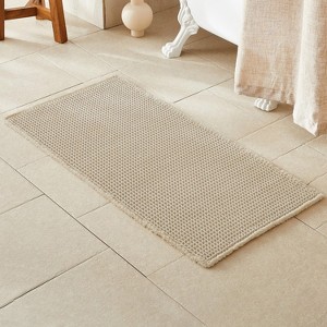 BAGOKIE Waffle Non-Slip Bath Mat Super Absorbent & Quick Dry Bathroom Rug - 1 of 4