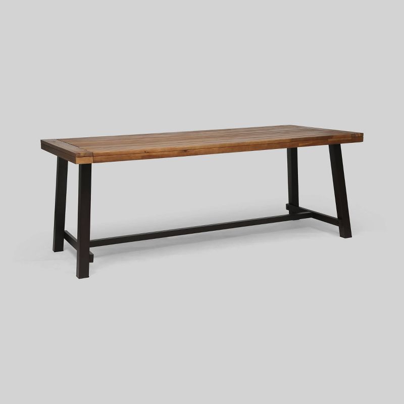Carlisle Rectangle Acacia and Iron Patio Dining Table - Christopher Knight Home, 1 of 9