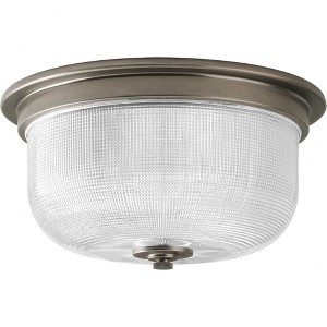 Progress Lighting, Archie Collection, 2-Light Flush Mount, Antique Nickel, Prismatic Glass Shade - 1 of 2