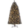 6/7.5ft Prelit Black Christmas Tree with Lights, Slim Artificial Halloween Tree, Automatic Branches - 2 of 4