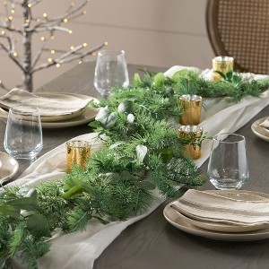 Multi-style Artificial Christmas Garland With Snow Berries, Green Leaves Decor, Christmas Garland For Winter Holiday Mantel Table Home Decor - 1 of 4