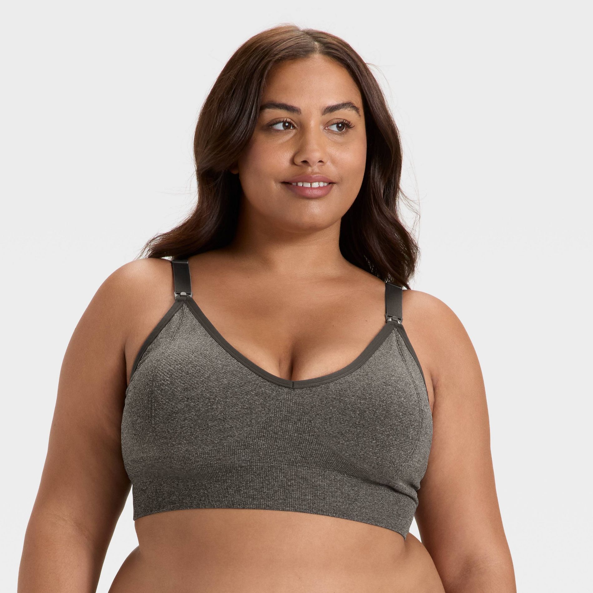 Women's Seamless Light Support Nursing Sports Bralette - Auden™ Heathered Gray XXL