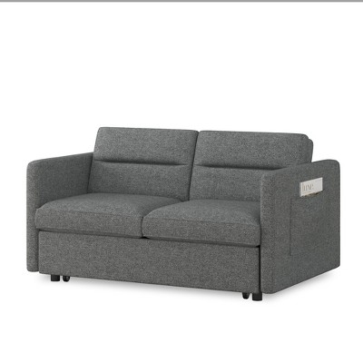 NicBex 54.5 Inch Loveseats Sofa Bed with Pull-out Bed,Adjsutable Back and 2 Arm Pocket for Living Room,Apartment,Office,Dark Gray