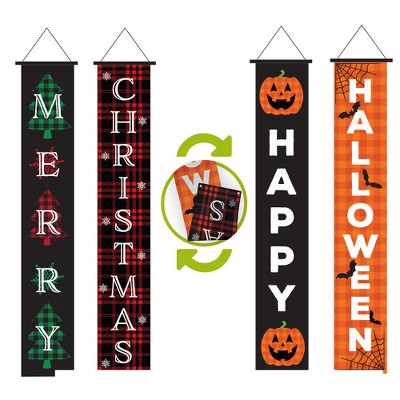 Briarwood Lane Burlap Door Banner 72x12 Halloween Christmas Reversible For Halloween Door Banner